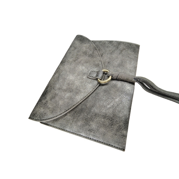 Anthropologie Metallic Envelope Clutch Bag with a Distressed Finish and a Tassel - Picture 5 of 10